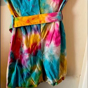 Tie die short romper set